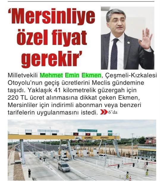 MERSİNLİYE ÖZEL FİYAT GEREKİR' — gazete kupürü
