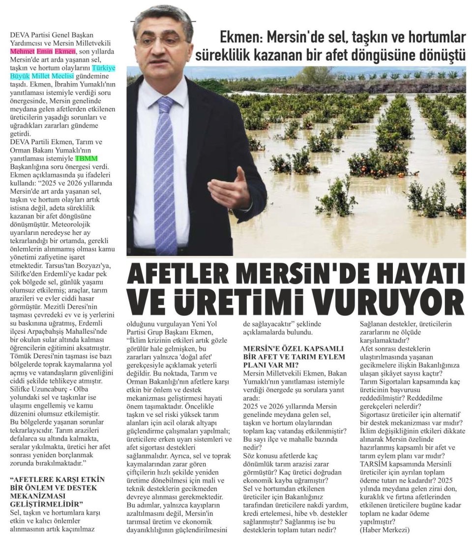  AFETZEDE ÜRETİCİLERE DESTEK ÇAĞRISI