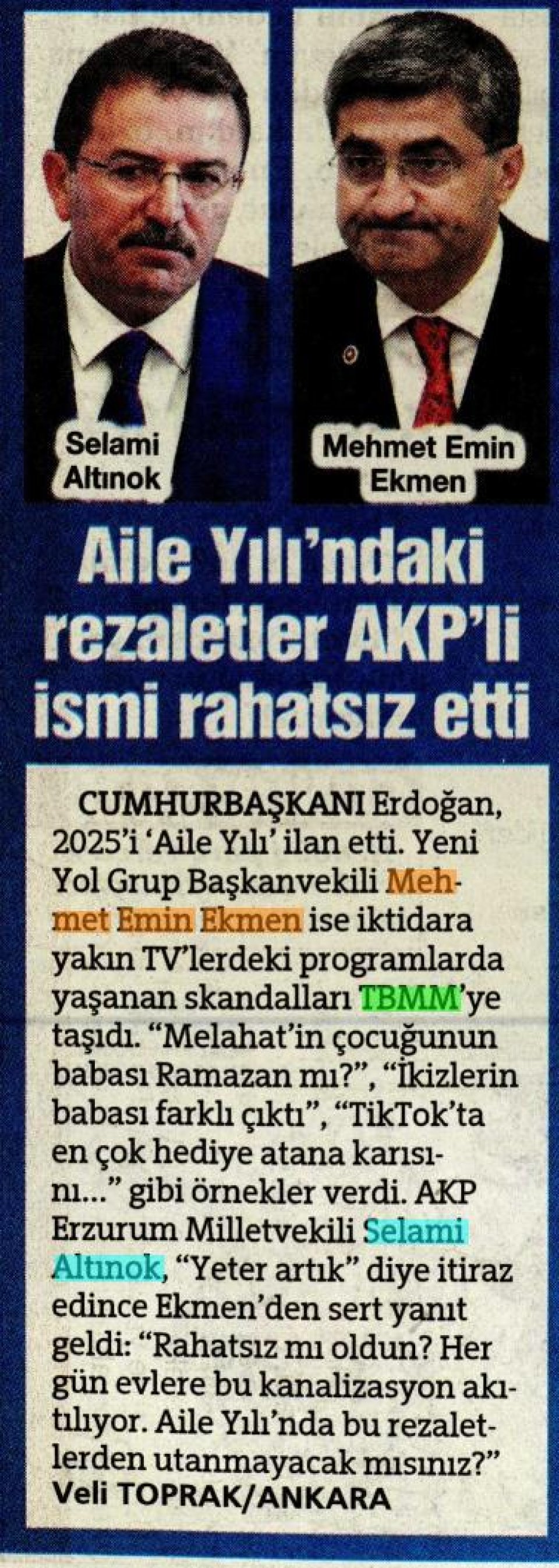 AİLE YILINDAKİ REZALETLER AKP'Lİ İSMİ RAHATSIZ ETTİ