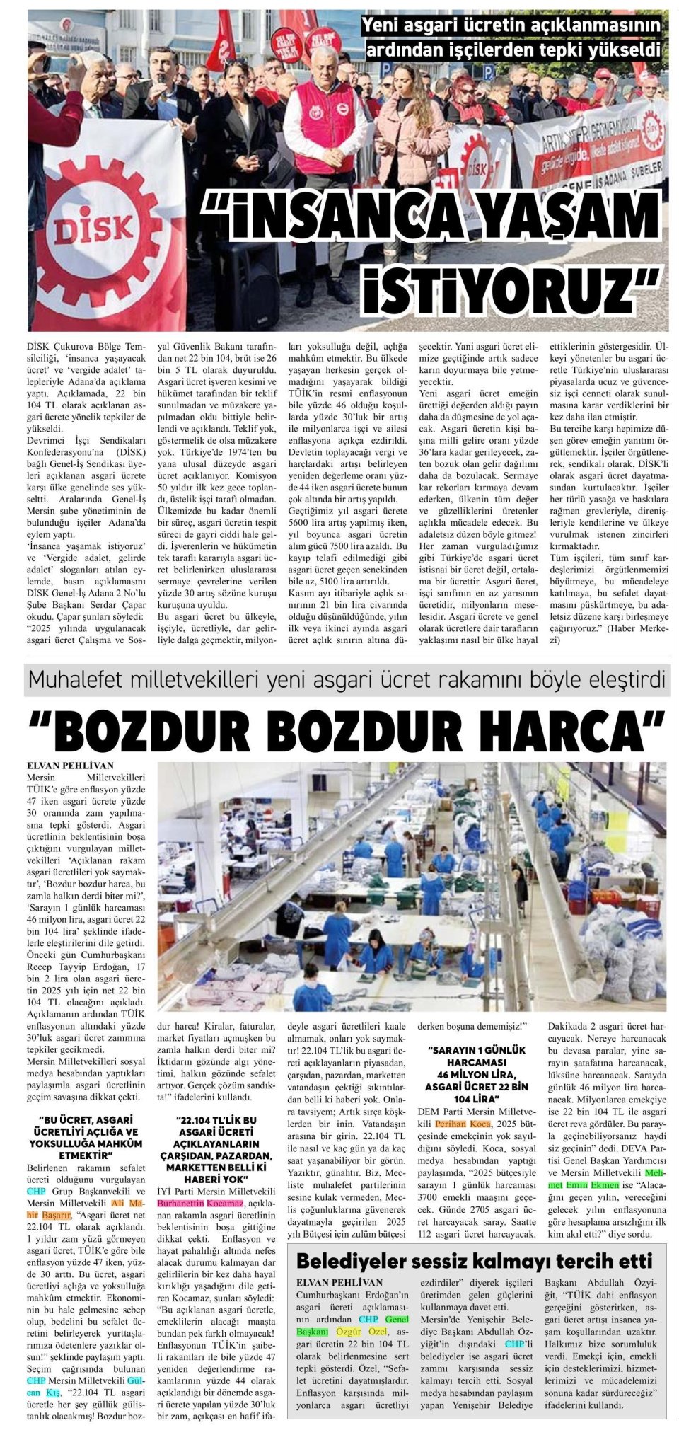 ASGARİ ÜCRETLİ SİLKELENDİ!