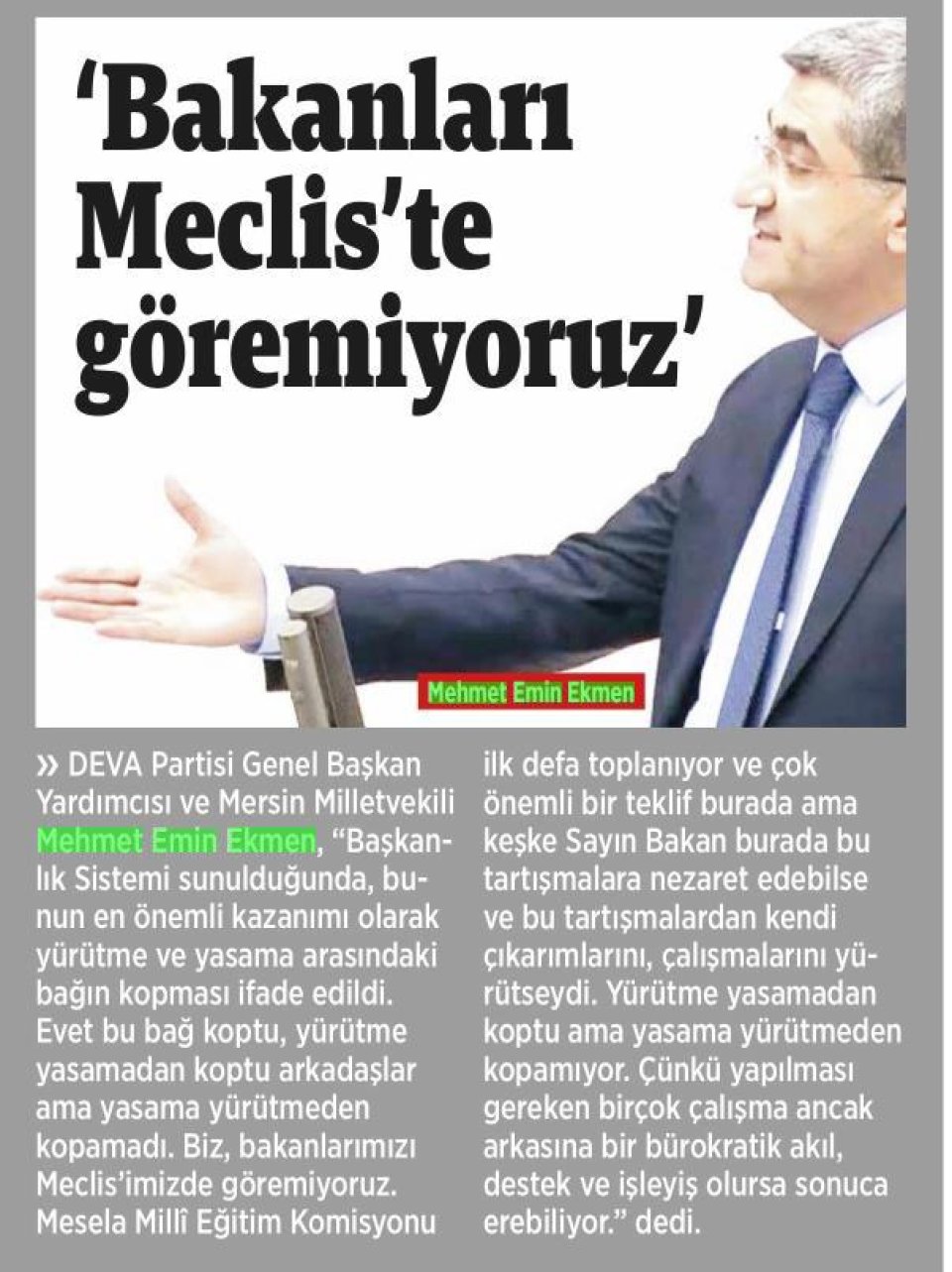 BAKANLARI MECLİSTE GÖREMİYORUZ