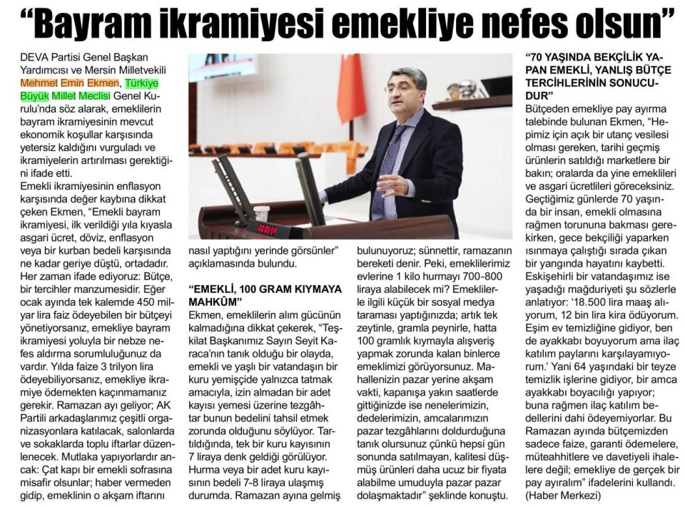 BAYRAM İKRAMİYESİ EMEKLİYE NEFES OLSUN