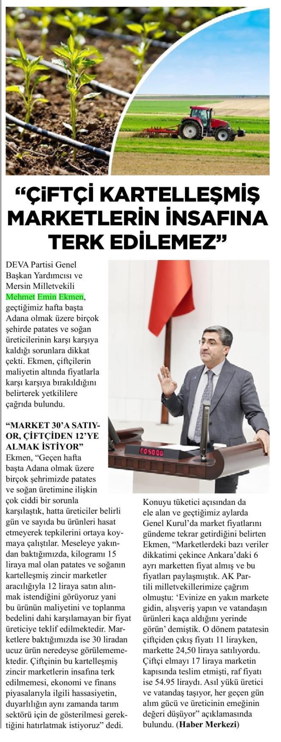 ÇİFTÇİNİN PATATES VE SOĞAN SORUNU