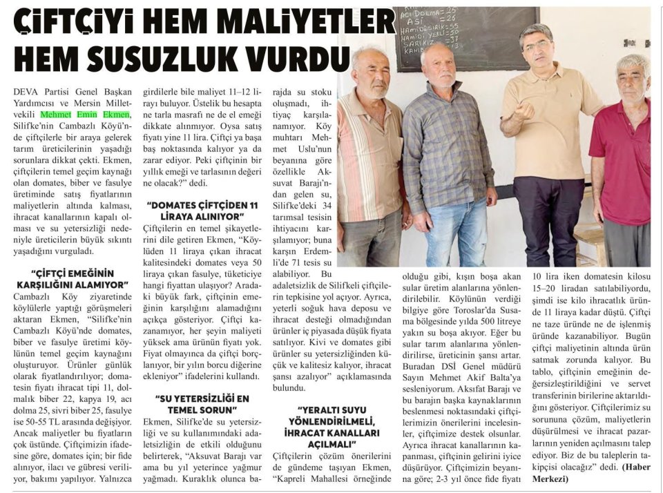  ÇİFTÇİYİ HEM MALİYETLER HEM SUSUZLUK VURDU