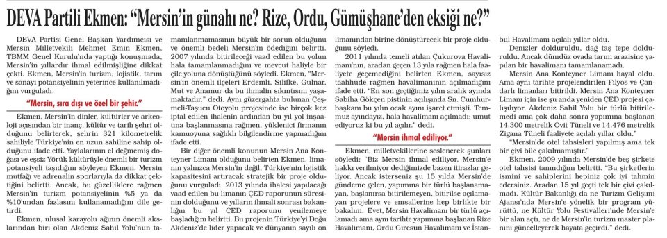 DEVA PARTİLİ EKMEN: 