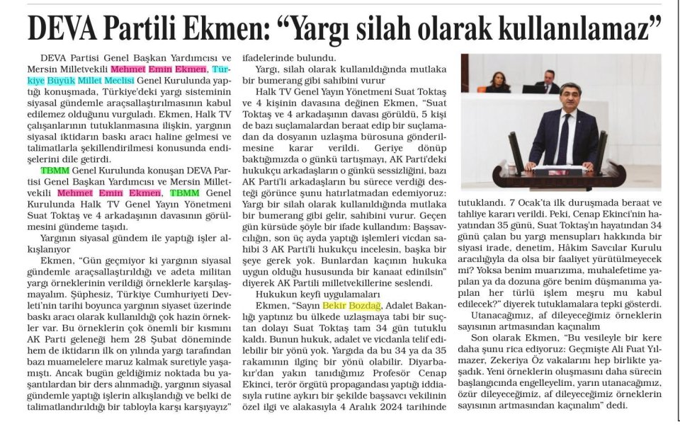 DEVA PARTİLİ EKMEN: 
