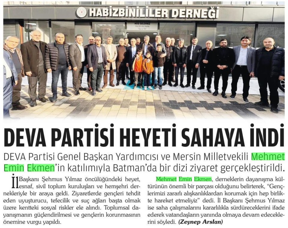 DEVA PARTİSİ HEYETİ SAHAYA İNDİ