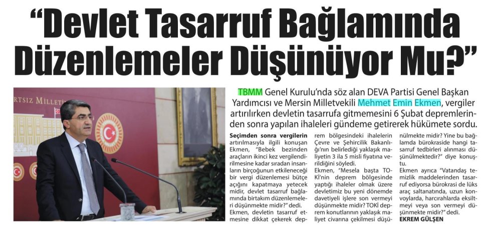 DEVLET TASARRUF BAĞLAMINDA DÜZENLEMELER DÜŞÜNÜYOR MU?