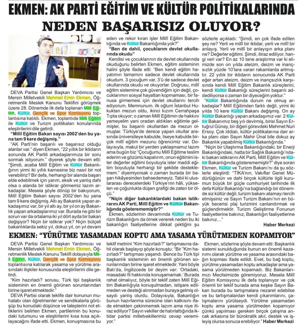 EKMEN: AK PARTİ EĞİTİM VE KULTUR POLİTİKALARINDA NEDEN BAŞARISIZ OLUYOR?