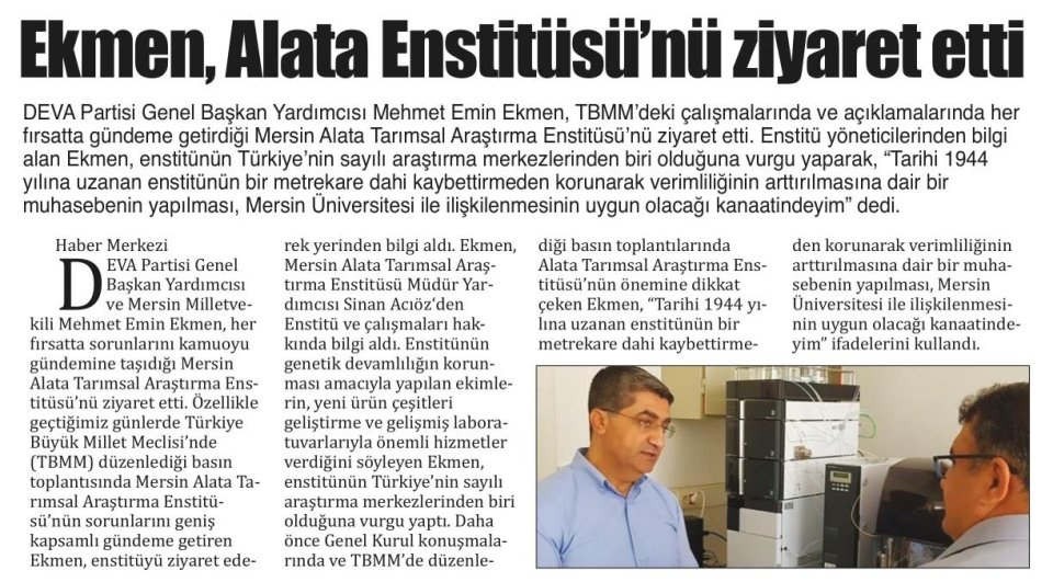 EKMEN, ALATA ENSTİTÜSÜ NÜ ZİYARET ETTİ