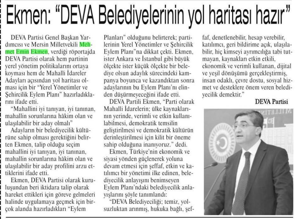 EKMEN: DEVA BELEDİYELERİNİN YOL HARİTASI HAZIR