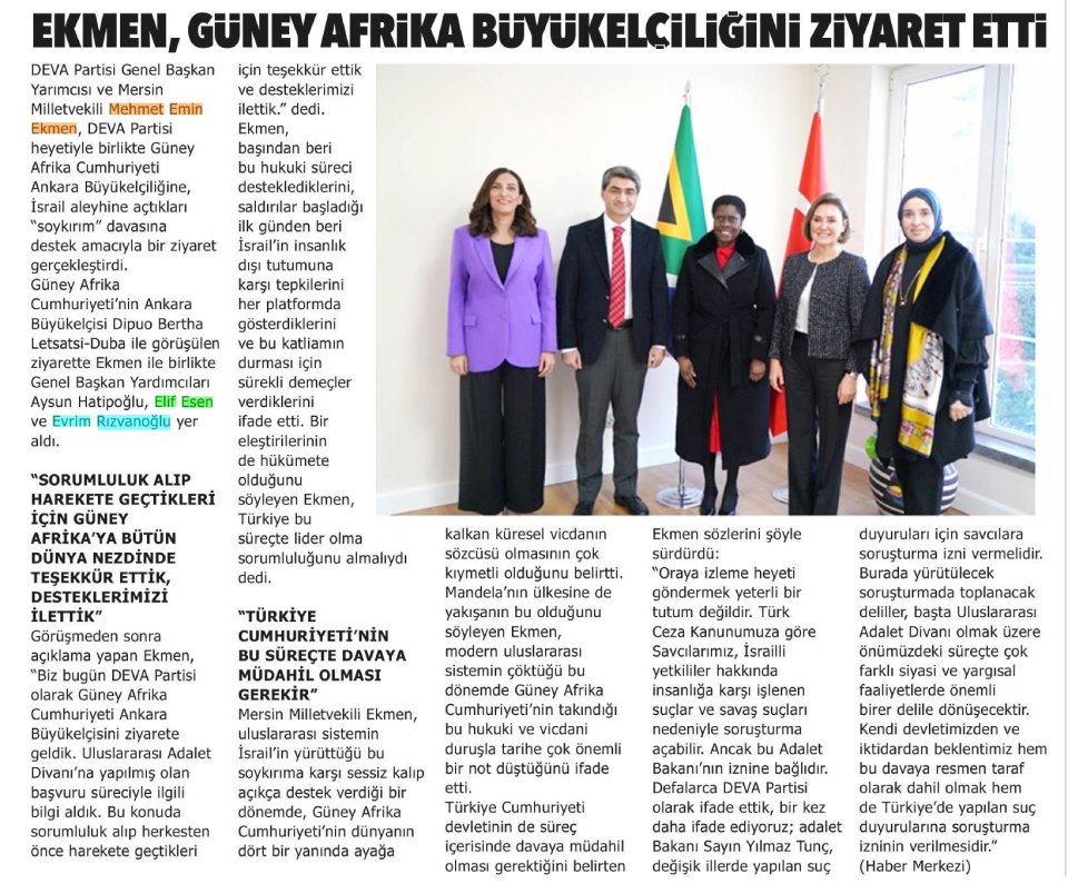 EKMEN, GÜNEY AFRİKA BÜYÜKELÇİLİĞİNİ ZİYARET ETTİ