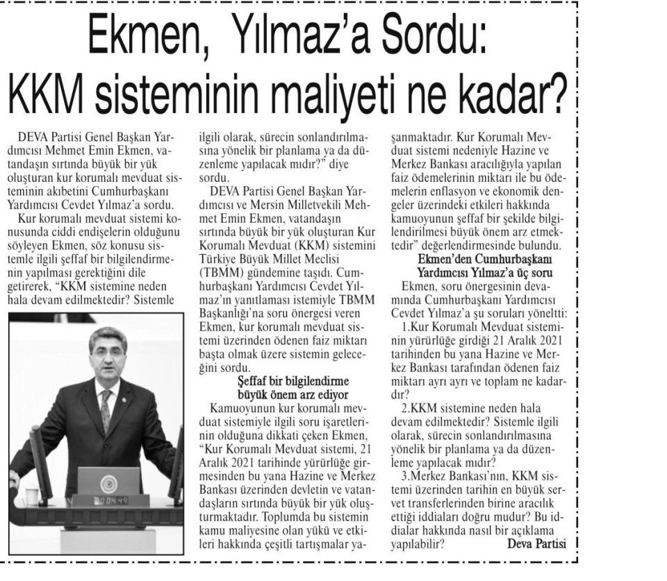 EKMEN, YILMAZ'A SORDU