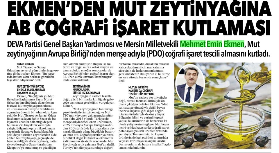 EKMEN'DEN MUT ZEYTİNYAĞINA AB COĞRAFİ İŞARET KUTLAMASI
