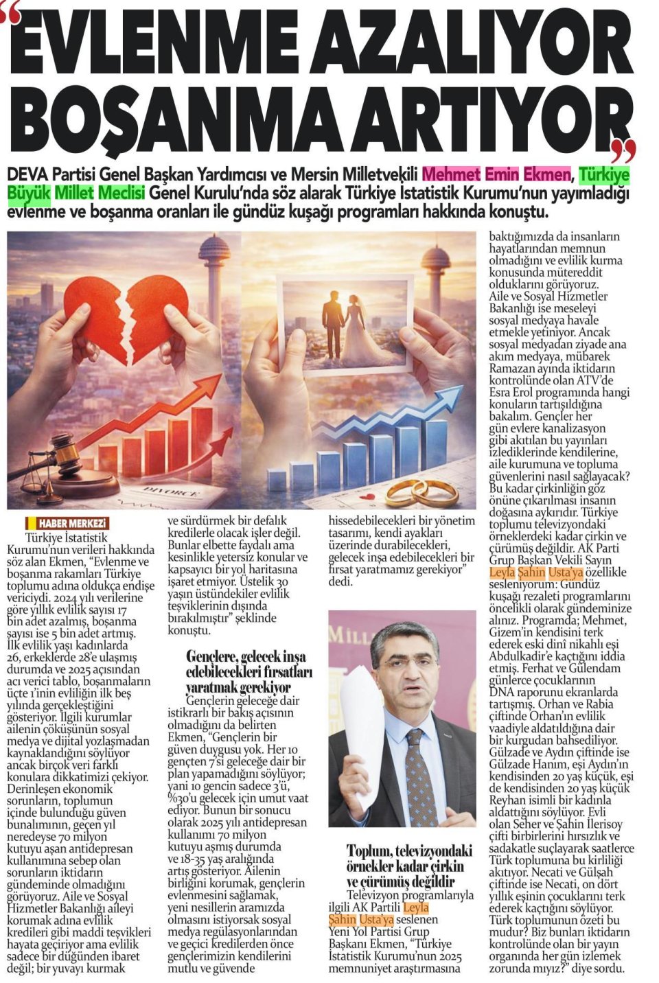 EVLENME AZALIYOR BOŞANMA ARTIYOR