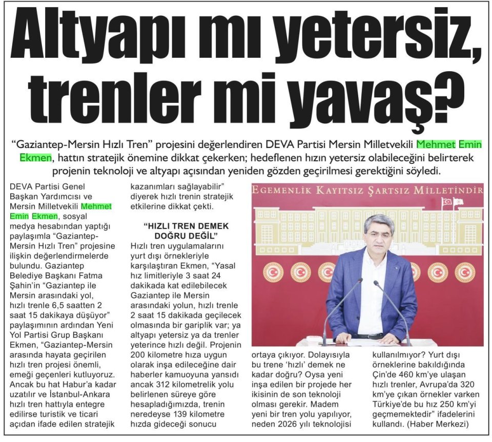 GAZİANTEP-MERSİN HATTINDA 