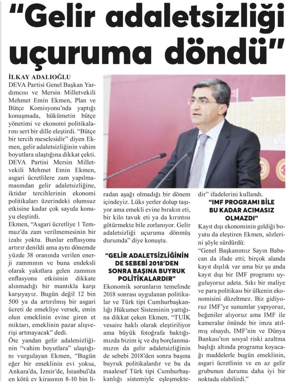 GELİR ADALETSİZLİĞİ UÇURUMA DÖNDÜ