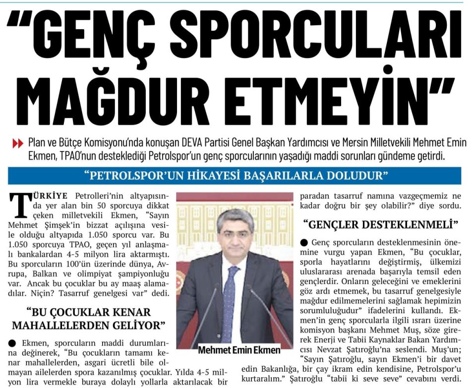 GENÇ SPORCULARI MAĞDUR ETMEYİN
