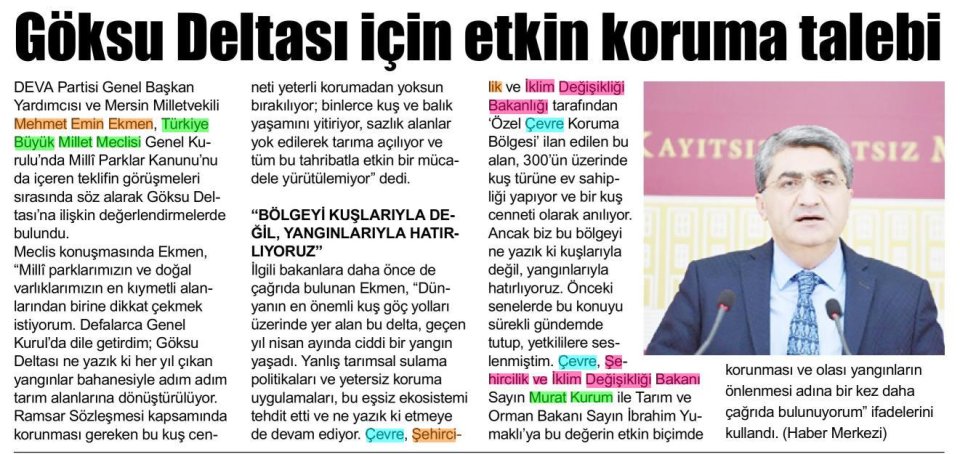 GÖKSU DELTASI İÇİN ETKİN KORUMA TALEBİ
