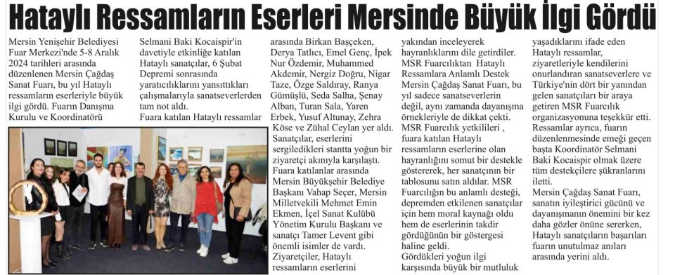 HATAYLI RESSAMLARIN ESERLERİ MERSİNDE BÜYÜK İLGİ GÖRDÜ