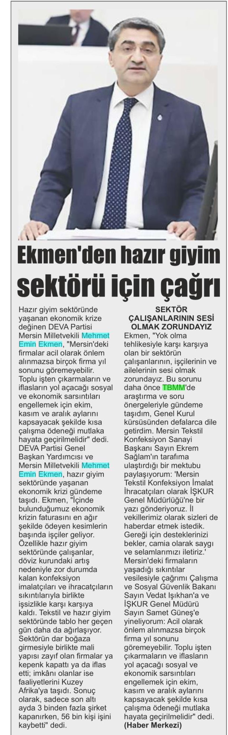 HAZIR GİYİM SEKTÖRÜ DESTEK BEKLİYOR