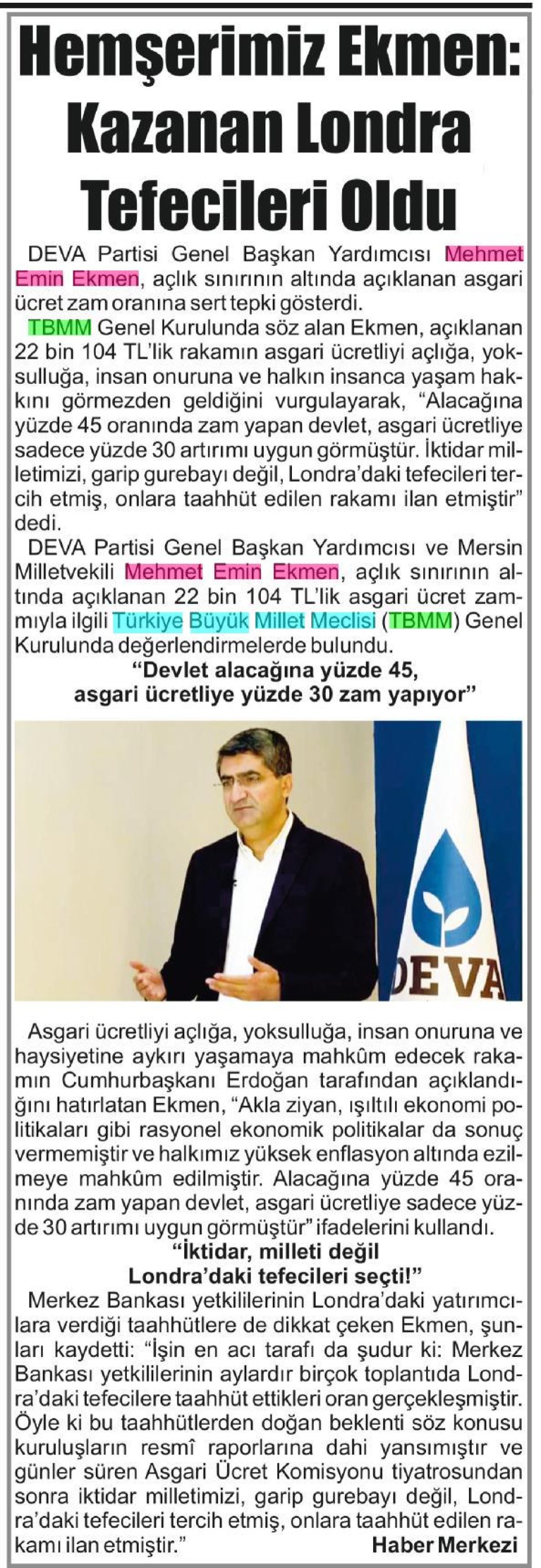 HEMŞERİMİZ EKMEN: KAZANAN LONDRA TEFECİLERİ OLDU