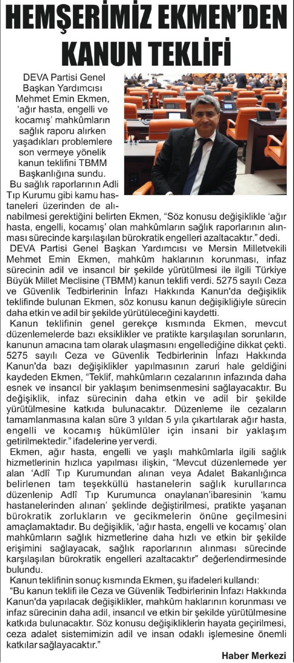 HEMŞERIMIZ EKMENDEN KANUN TEKLİFİ