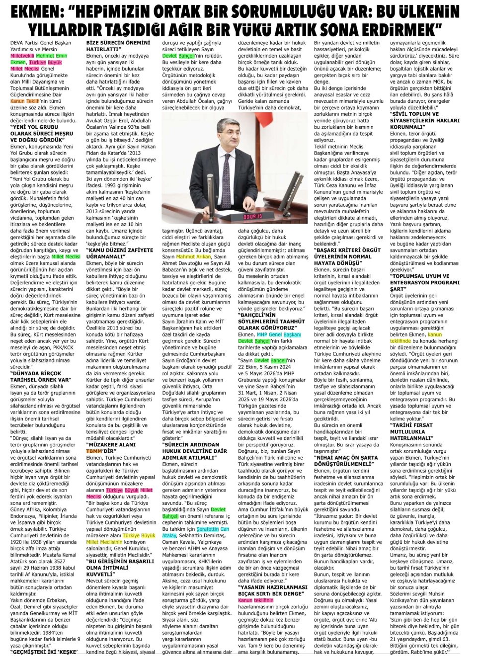 ''HEPİMİZİN ORTAK BİR SORUMLULUĞU VAR''