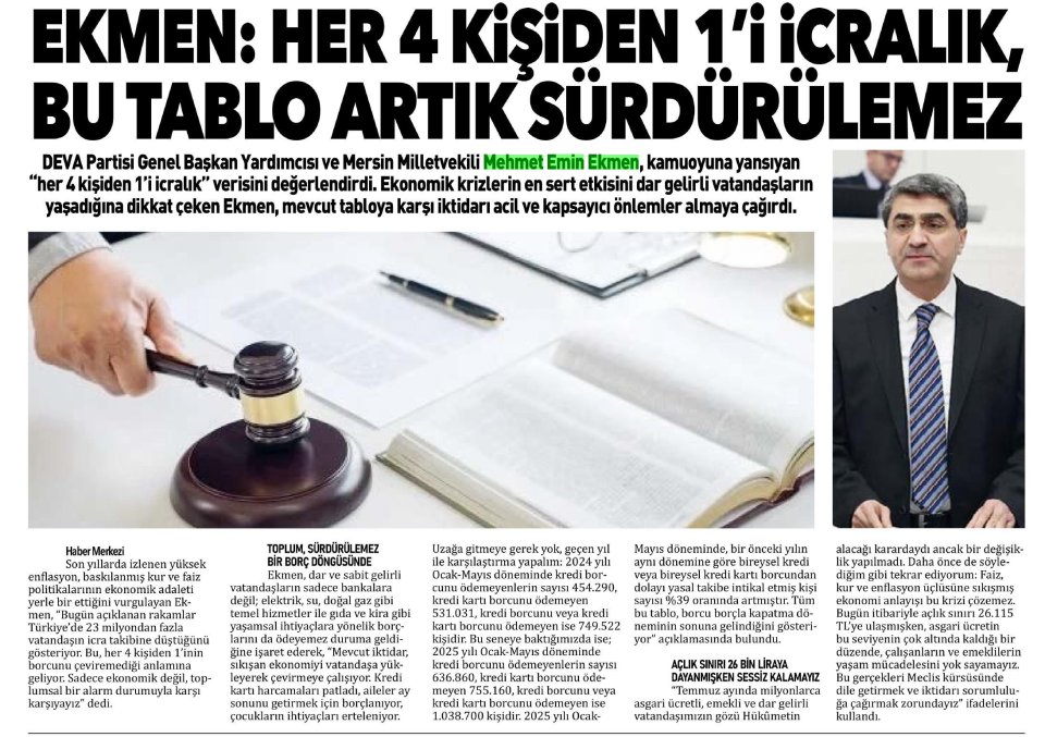 HER 4 KİŞİDEN 1'İ İCRALIK