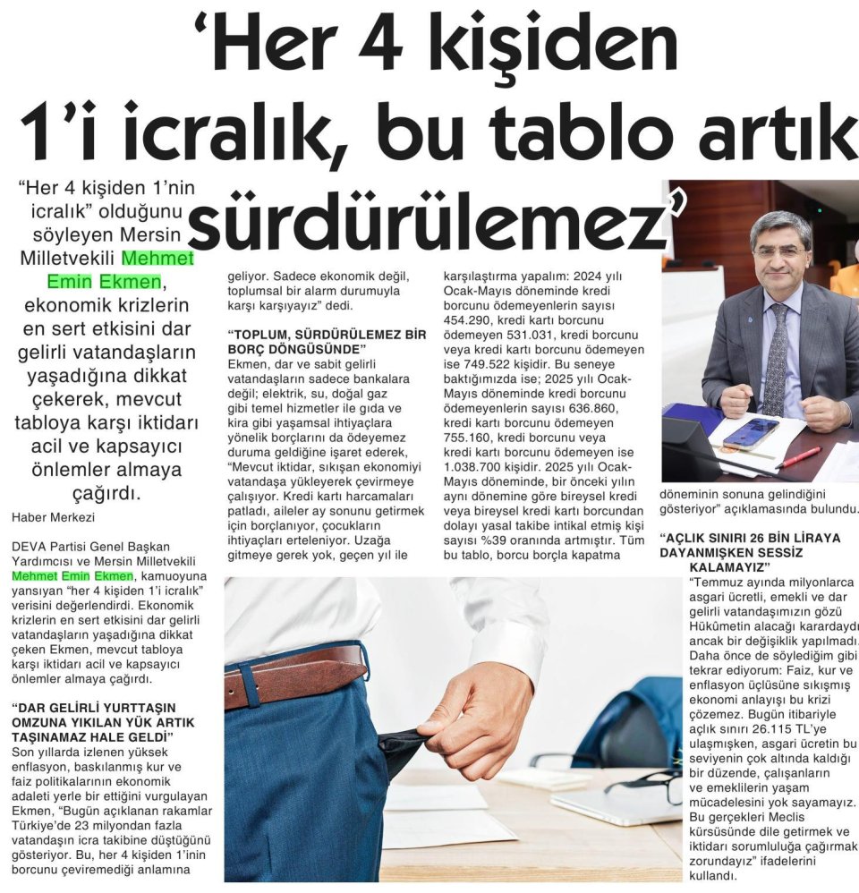 'HER 4 KİŞİDEN 1'İ İCRALIK, BU TABLO ARTIK SÜRDÜRÜLEMEZ'