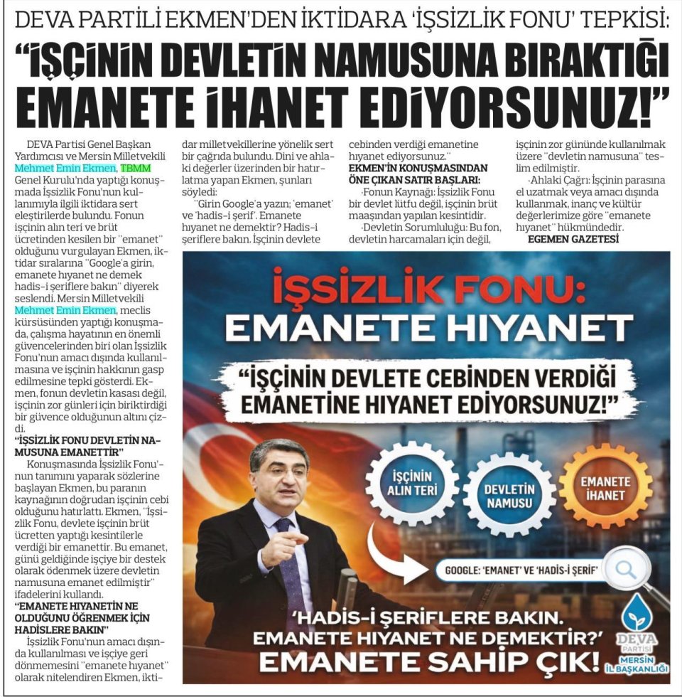 İŞÇİNİN DEVLETİN NAMUSUNA BIRAKTIĞI EMANETE İHANET EDİYORSUNUZ