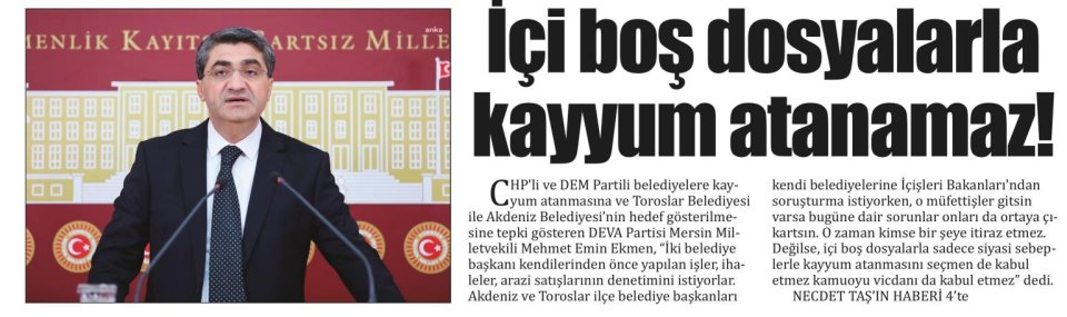 İÇİ BOŞ DOSYALARLA KAYYUM ATANAMAZ