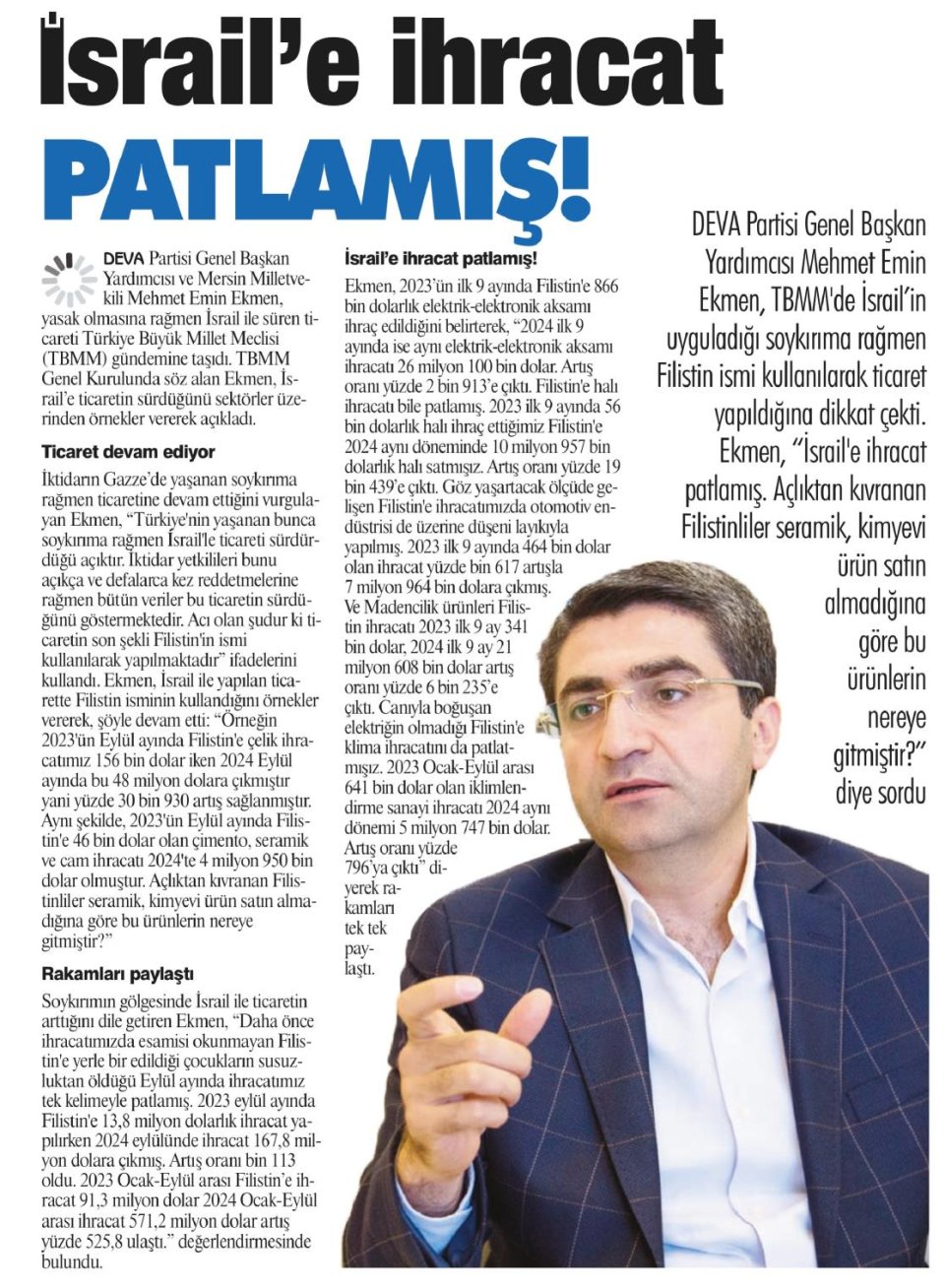 İSRAİL'E İHRACAT PATLAMIŞ!