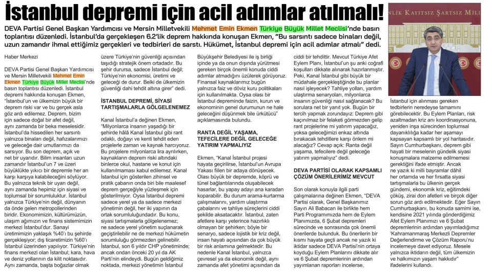 İSTANBUL DEPREMİ İÇİN ACİL ADIMLAR ATILMALI!