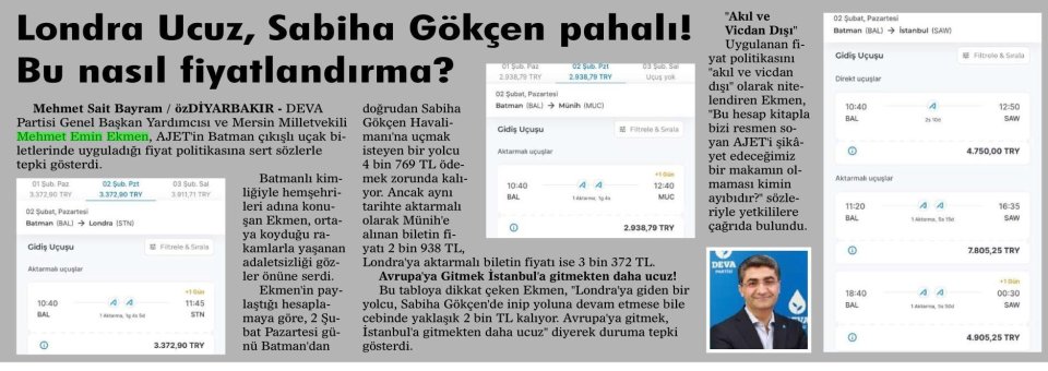  İSTANBUL UÇUŞLARI AVRUPA'DAN DAHA PAHALI