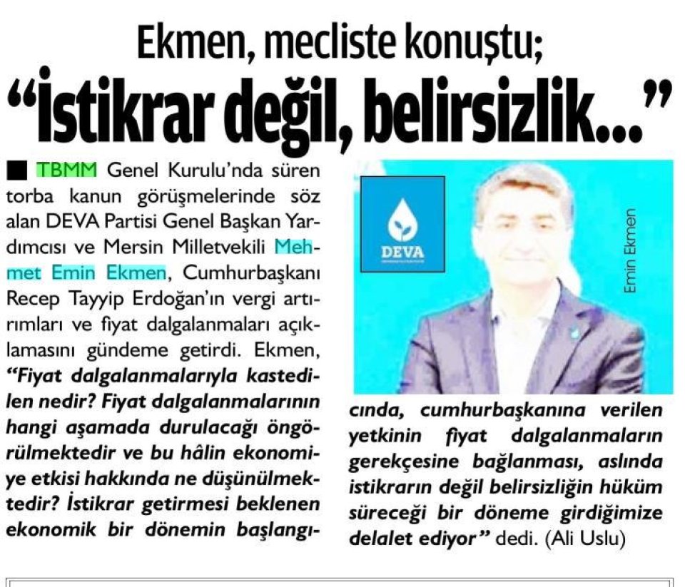 İSTİKRAR DEĞİL BELİRSİZLİK