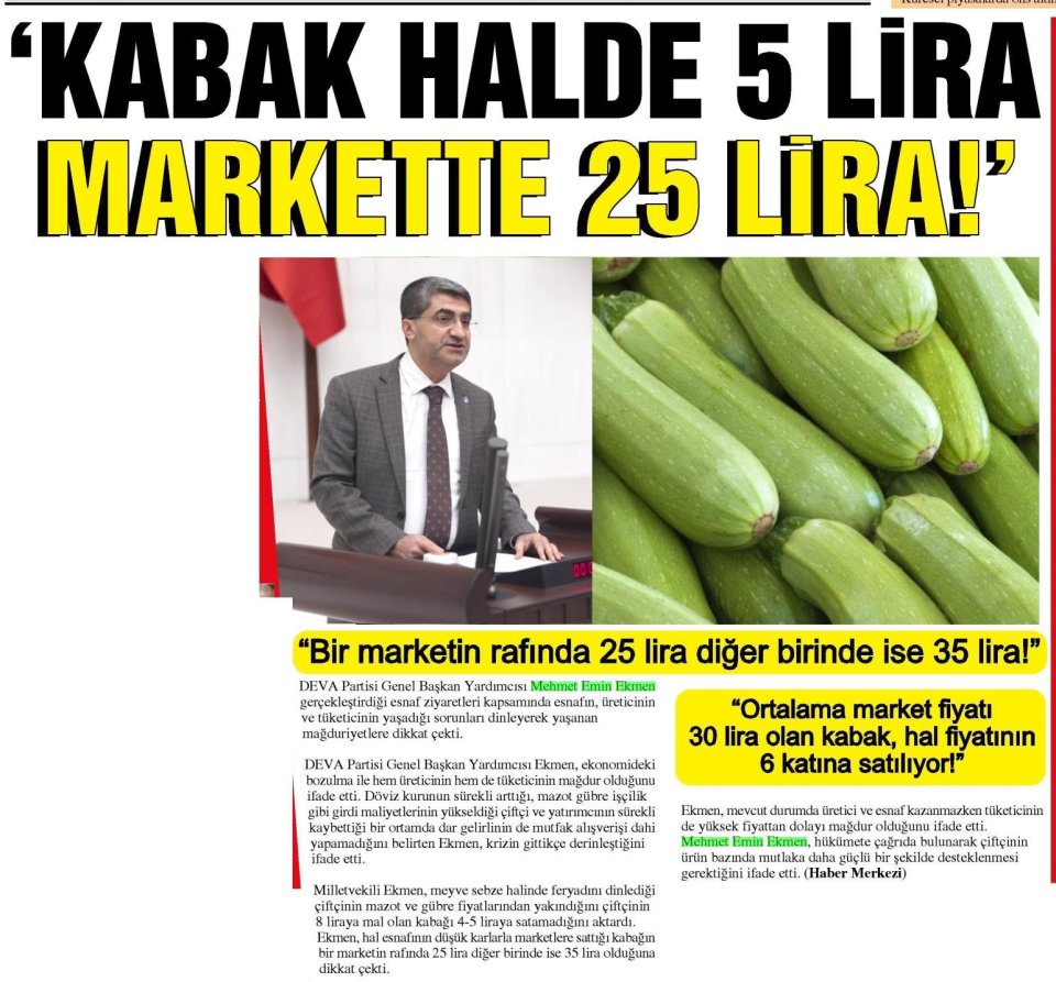 KABAK HALDE 5 LİRA MARKETTE 25 LİRA