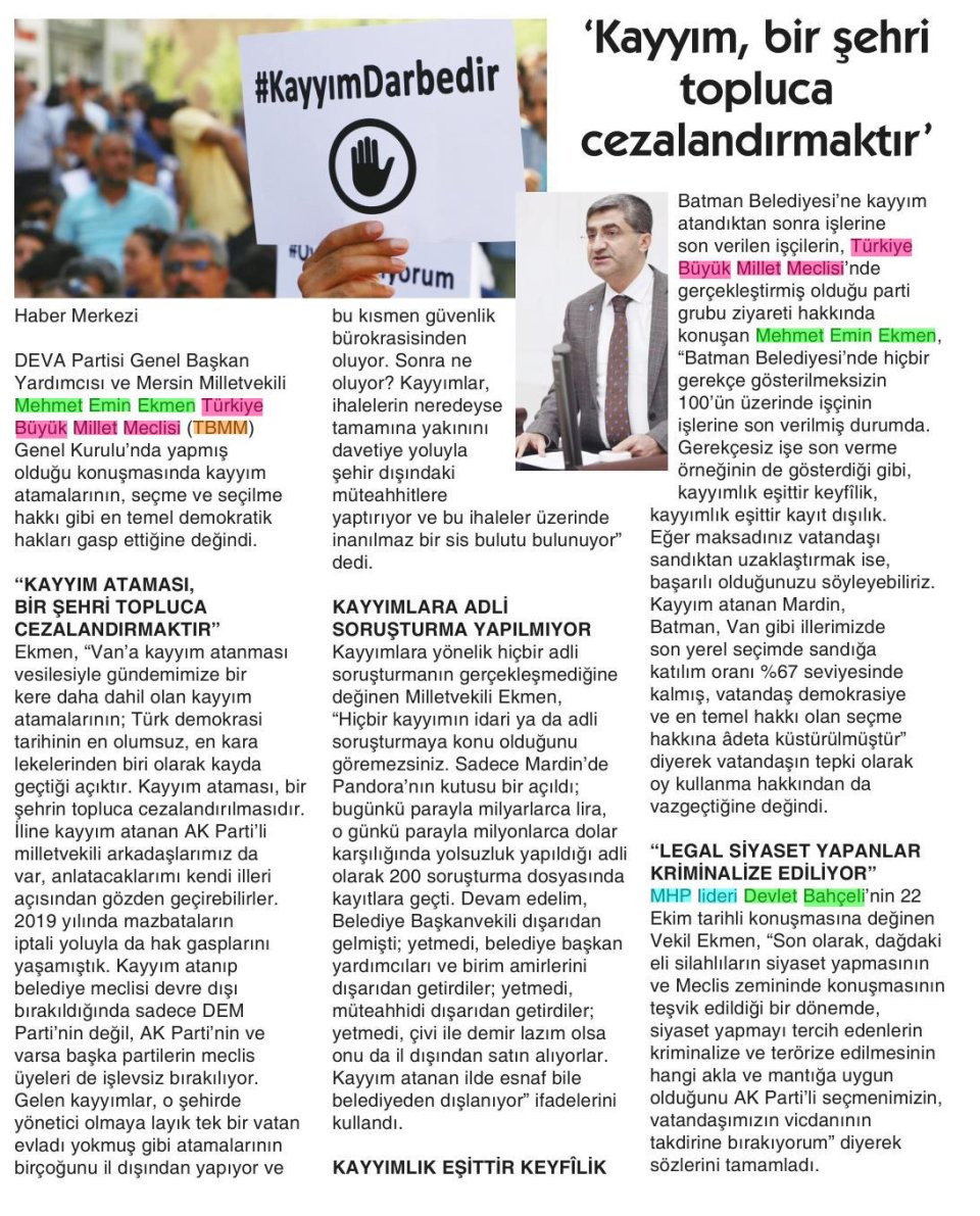 KAYYIM, BİR ŞEHRİ TOPLUCA CEZALANDIRMAKTIR