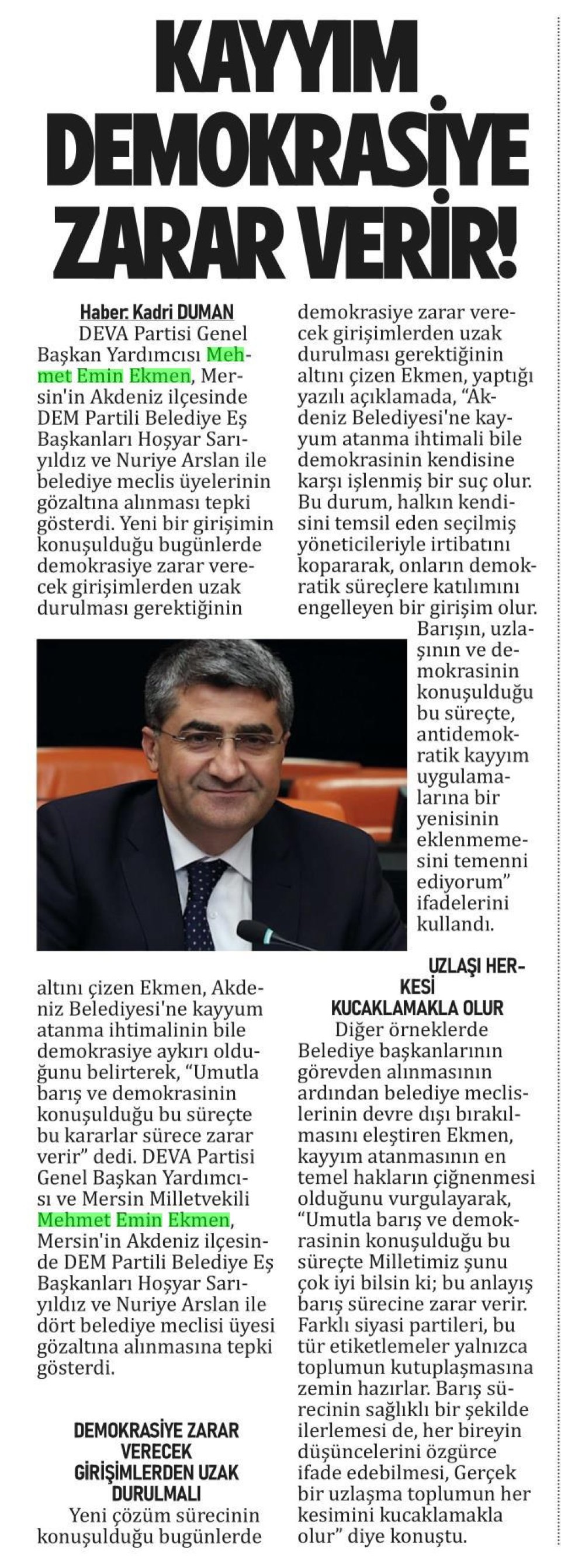 KAYYUM BAŞA BAŞKAN MAHPUSA