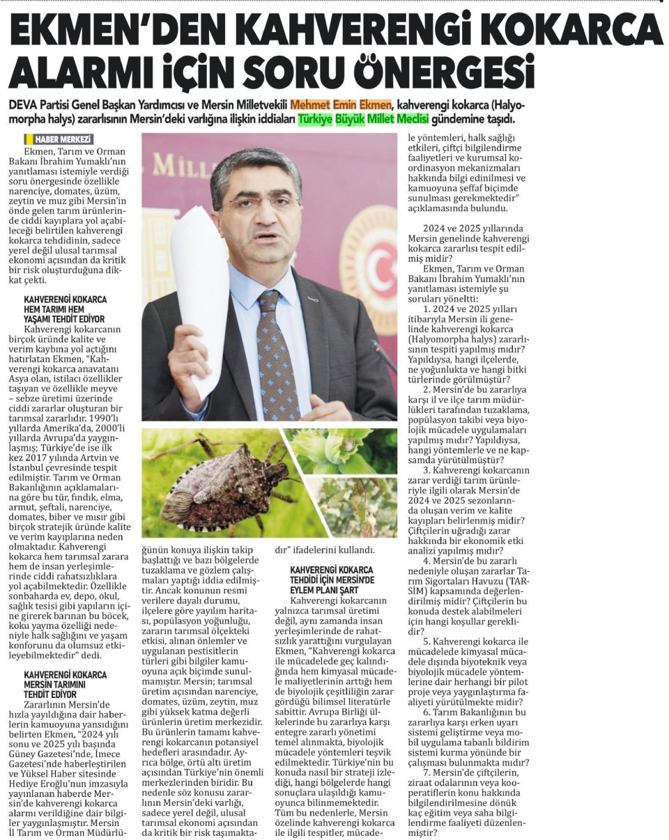 KOKARCA ALARMI İÇİN SORU ÖNERGESİ