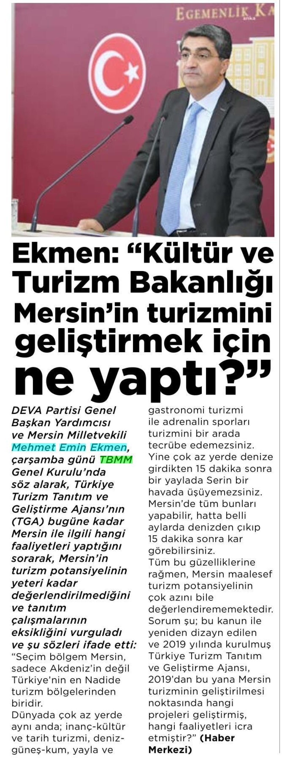 Kültür ve Turizm Bakanlığı Mersin için ne yaptı?