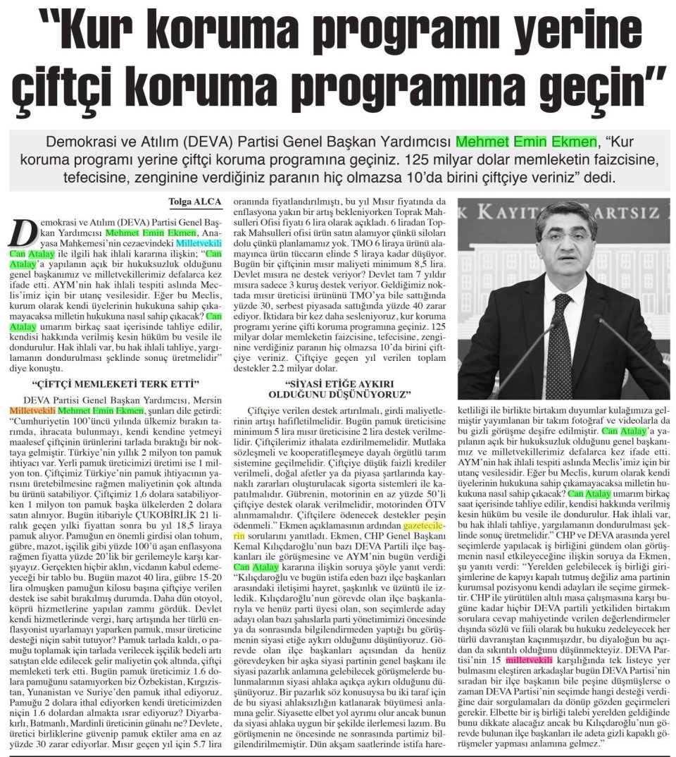 KUR KORUMA PROGRAMI YERİNE ÇİFTÇİ KORUMA PROGRAMINA GEÇİN