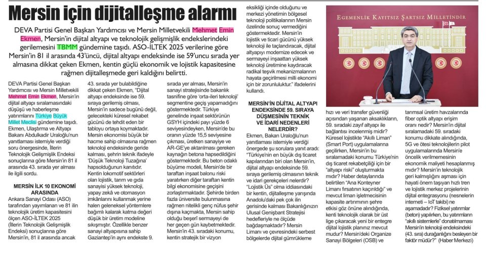LOJİSTİK ÜSSÜ MERSİN'E DİJİTAL ALTYAPI ŞOKU