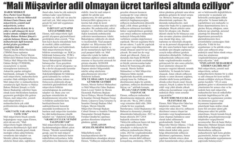 ''MALİ MÜŞAVİRLER ADİL OLMAYAN ÜCRET TARİFESİ ALTINDA EZİLİYOR