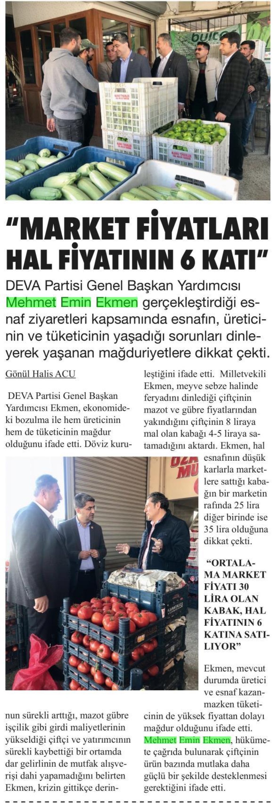 MARKET FİYATLARI HAL FİYATININ 6 KATI
