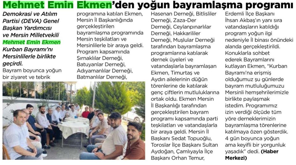 MEHMET EMİN EKMEN'DEN YOĞUN BAYRAMLAŞMA PROGRAMI