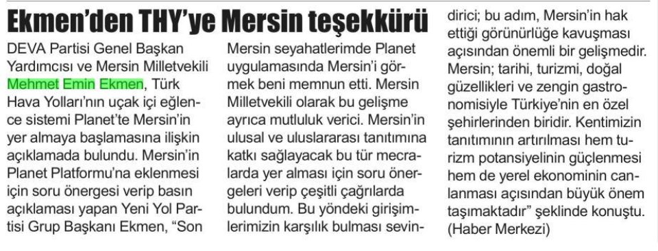 MERSİN ARTIK PLANETTE
