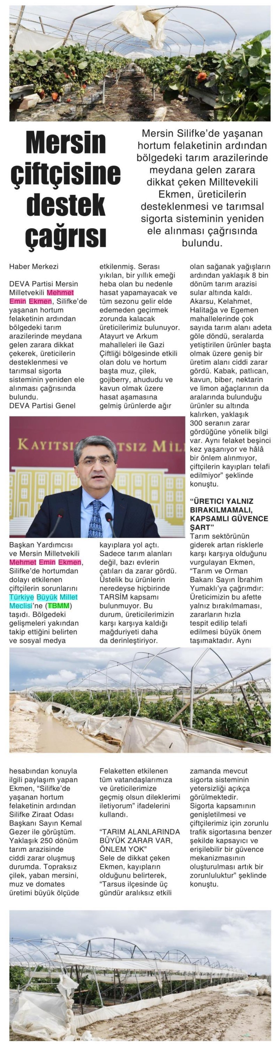 MERSİN ÇİFTÇİSİ İÇİN DESTEK ÇAĞRISI