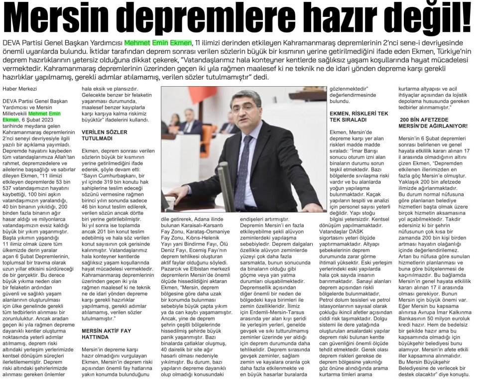 MERSİN DEPREMLERE HAZIR DEĞİL!
