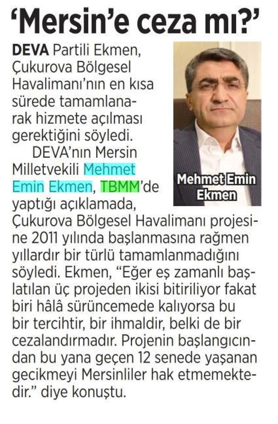 MERSİN'E CEZA MI